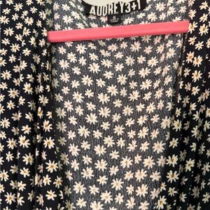 Audrey 3+1 Black Top with White and Yellow Floral Design